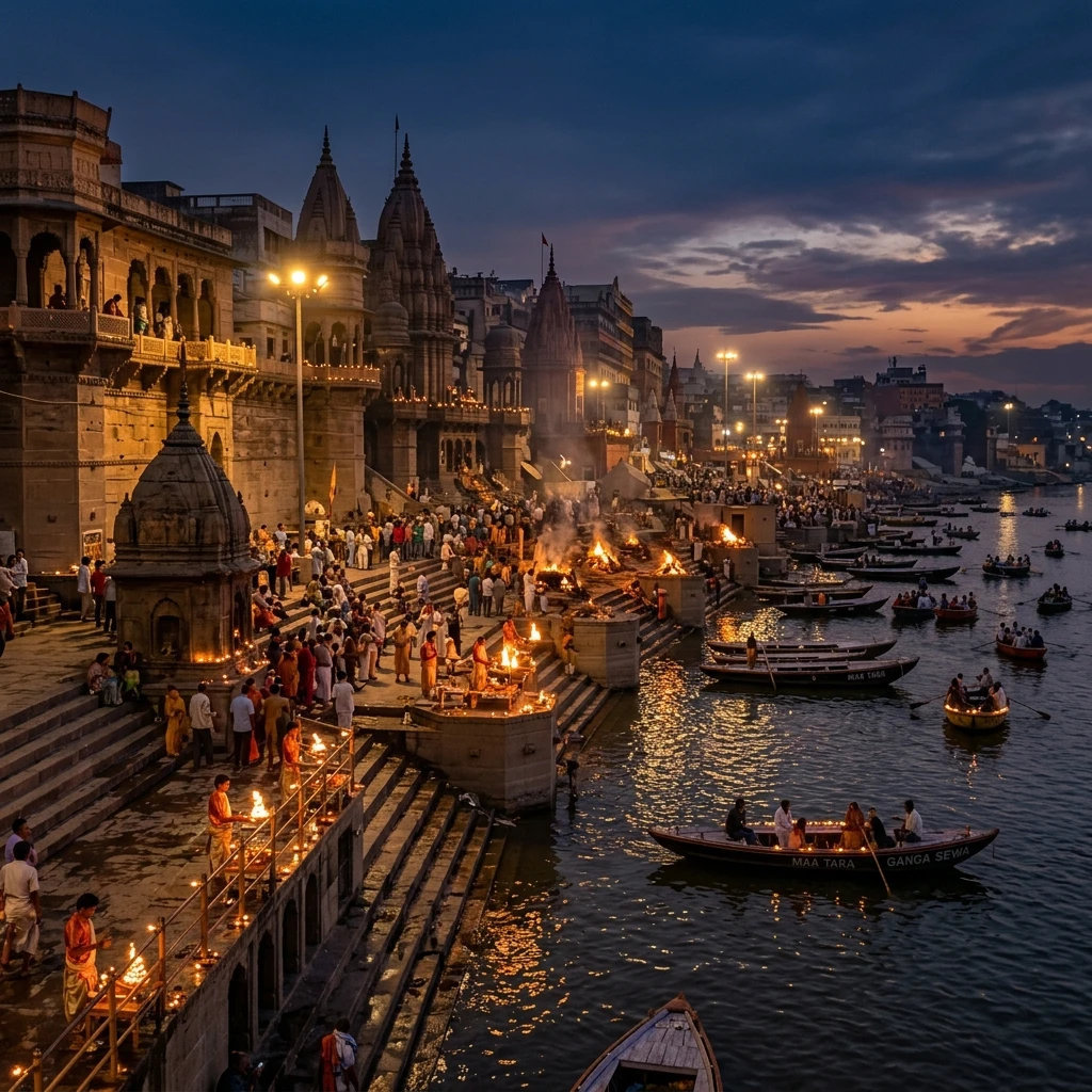 Manikarnika Ghat Varanasi - sacred cremation ghat for moksha